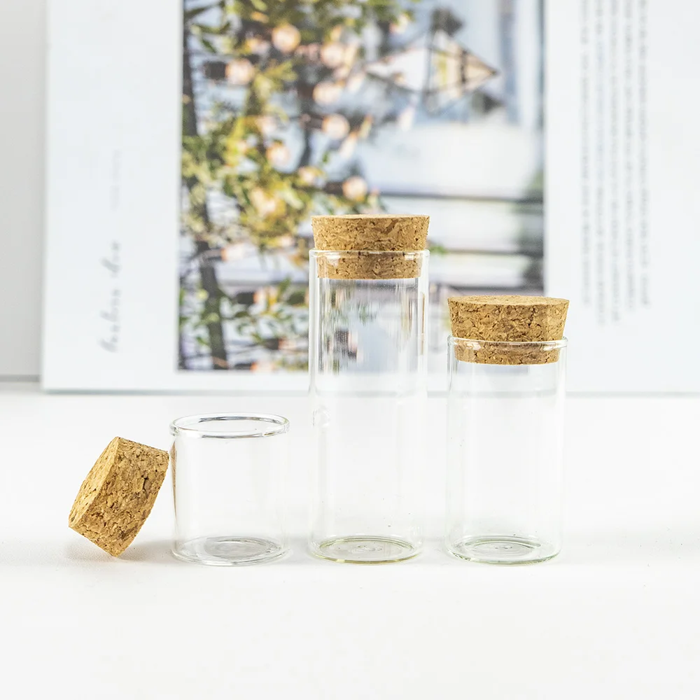 Bouteilles en verre avec bouchon en liège, bocaux vides, conteneurs pour la décoration, 10ml, 15ml, 25ml, 12 pièces