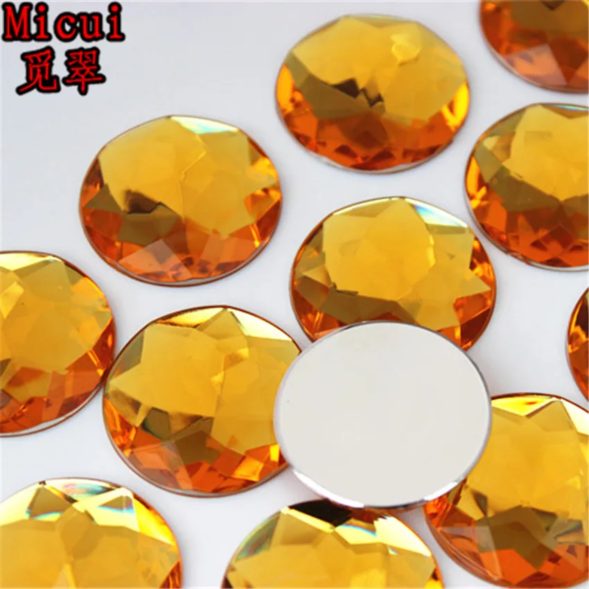 Micui 20pcs 25mm Round Chamfer Crystals Acrylic Rhinestones Flatback Glue On Gems Strass Stone For Clothes Dress Craft MC156