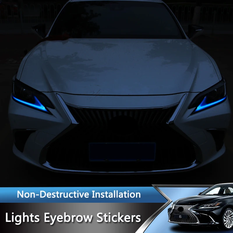 QHCP 1Pair PET Light Eyebrow Trim Stickers Headlamp Lamp Protect Film For Lexus NX15-20/UX19-22/ES18-22 Car Modified Accessories