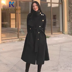 Autumn Winter Women Wool Coat High quality Thick Warm Overcoat Female Fashion Long Trench Coat Ladies Casual Wool blend Coats