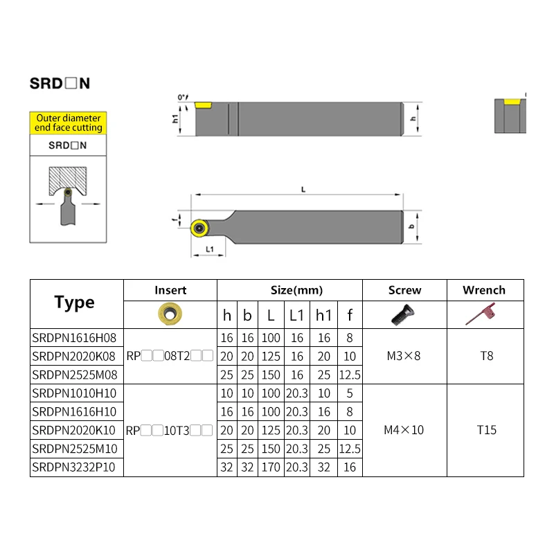 1pcs SRDPN1616H08T2/SRDPN1212H10T3/SRDPN2525M12 CNC machining machine turning tools, external turning tools and RPMT/RPGT carbid