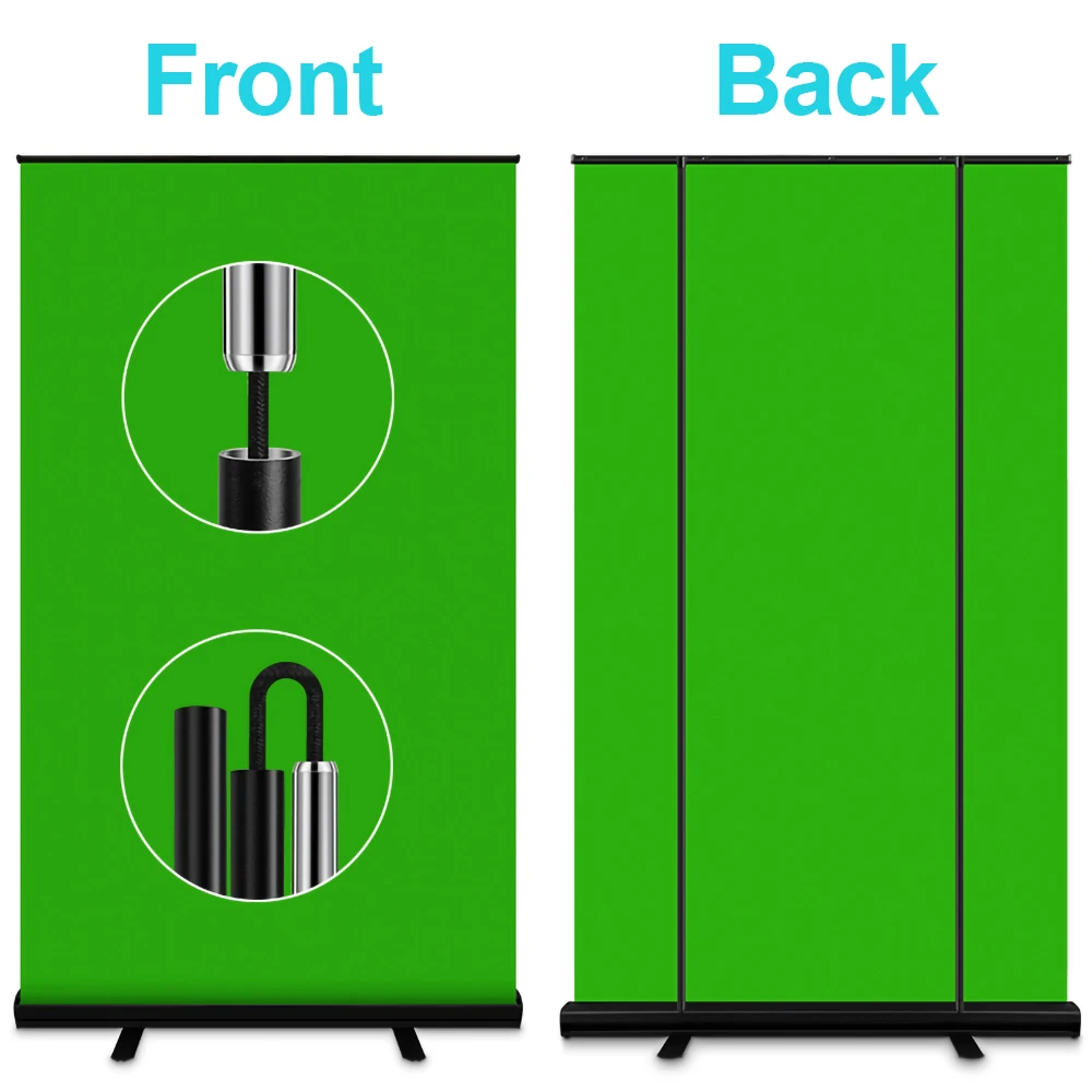 DRECURN 150/110cm Pull-up Background With Green Screen Fabric Cloth Photography Studio Backdrops Stand for Live Video Virtual