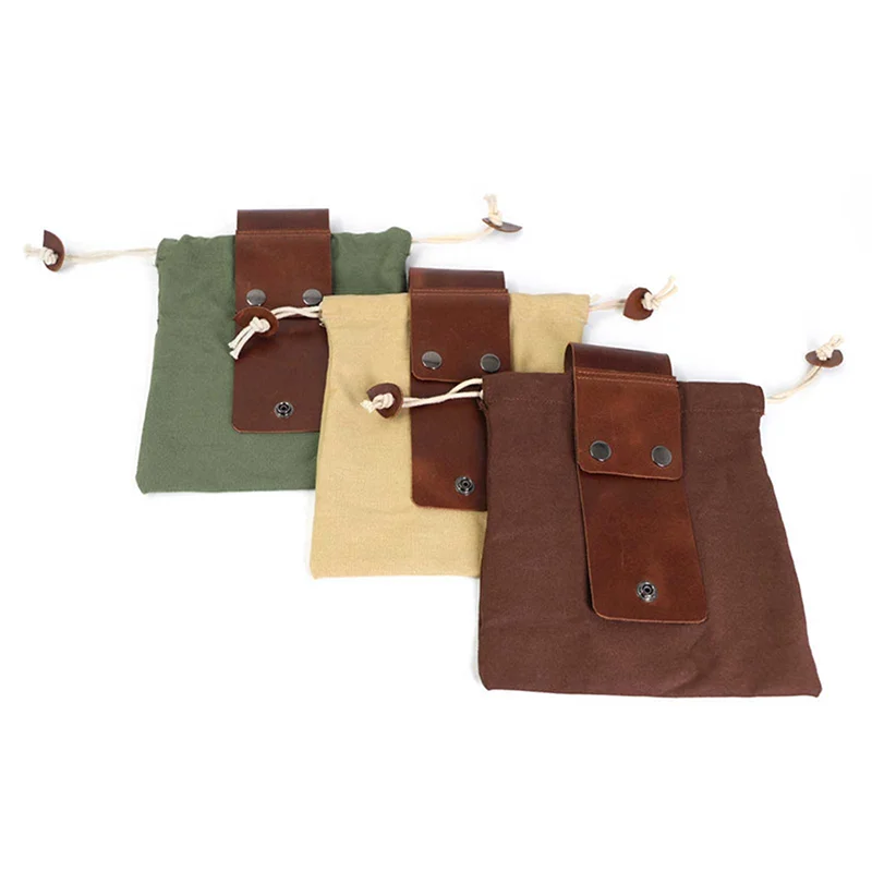 Tela cerata in pelle campeggio esterno escursionismo foraggiamento borsa Bushcraft strumento multifunzionale custodia per frutta borsa per frutta