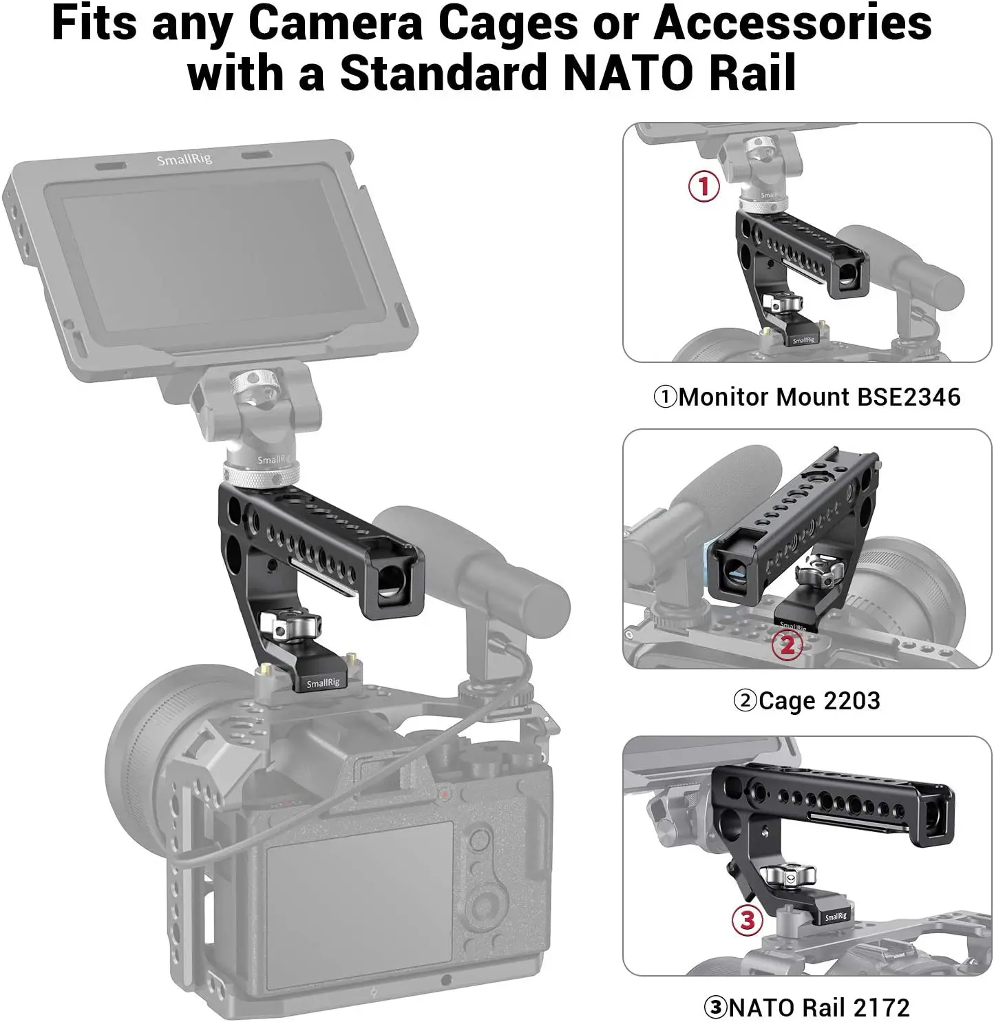 SmallRig DSLR Camera Rig NATO Top Handle Quick Release Hand Grip Compatible w/ SmallRig A6500 , BMPCC 4 K Cage or Nato Rail 2439