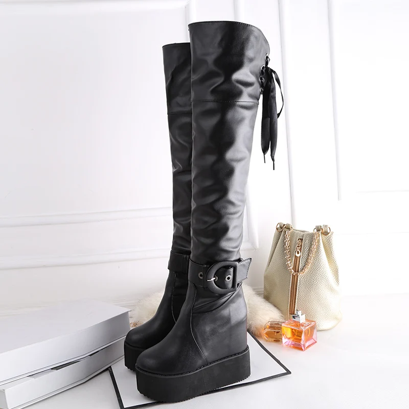 2021 New Winter Over The Knee Boots For Women Increased Internal High Heels Snow Shoes Women Wedges Platform Thigh High Boots