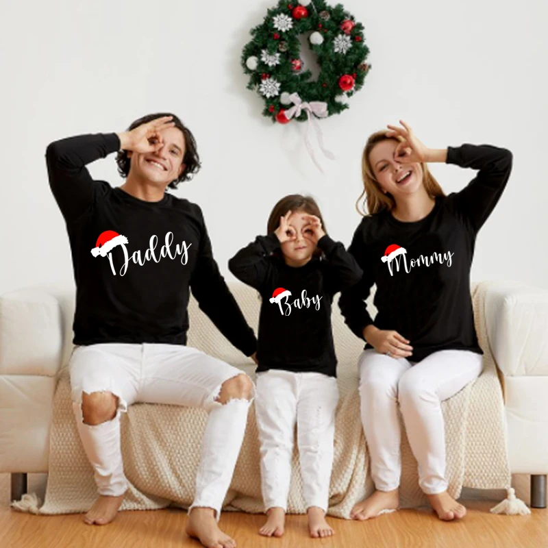 Family Christmas Hoodies Sweatshirts Outfit Gifts Sweater Costume Kids Clothing Boy Girl Clothes Children Matching Daddy Baby