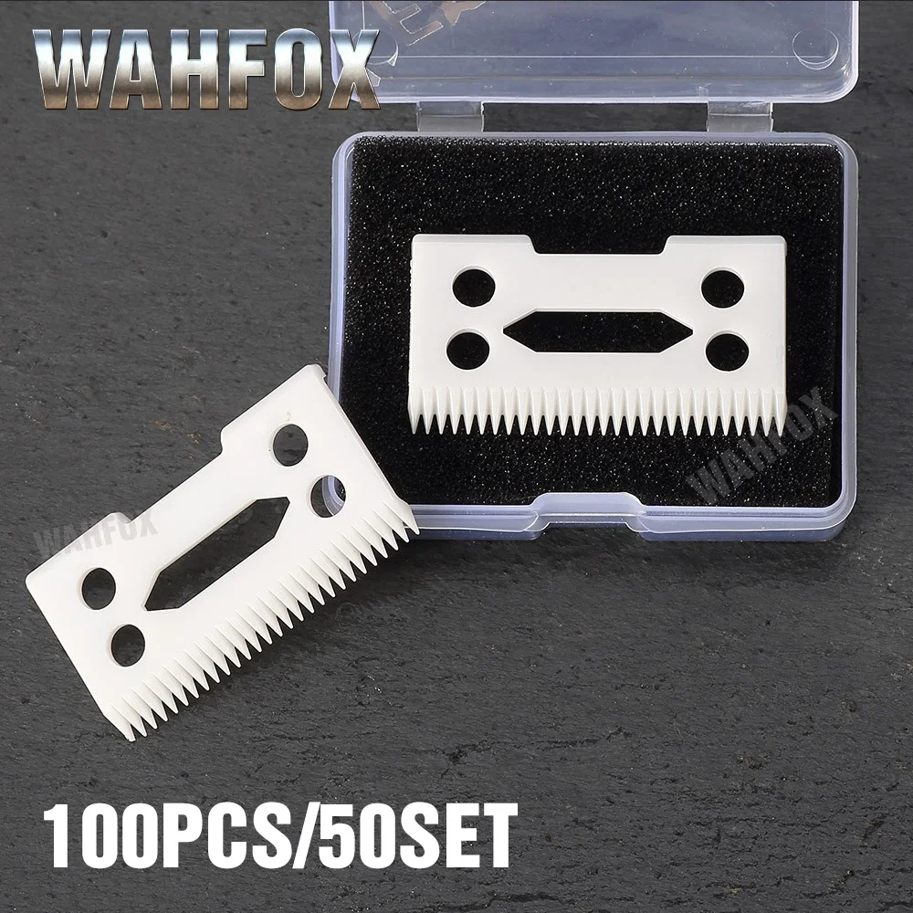 

WAHFOX 100PCS/50SET Ceramic Movable Blade 2-Hole Ceramic Blade With Box For Cordless Clipper Replaceable Blade