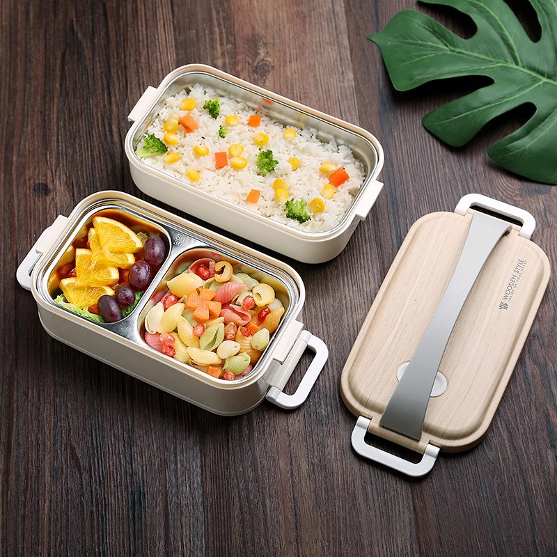 Portable Stainless Steel Insulated Lunch Box Double Layer Janpanese Style Leakproof  Food Container Bento Lunchbox Picnicbox