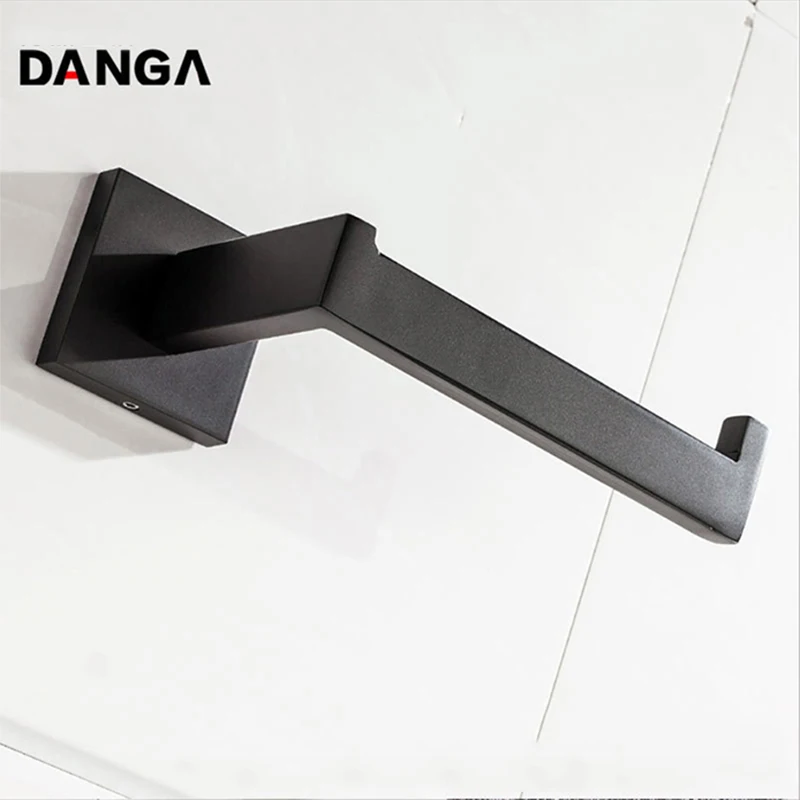 

Square Toilet Paper Holder Black Paper Towel Holder Kitchen Storage Rack Stainless Steel Roll Paper Shelf Bathroom Accessories