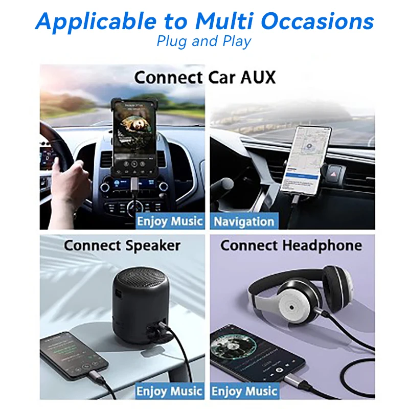 Usb Type C To 3.5mm Aux Audio Cable Jack Adapter Dac Cord Car Speaker Headphone Wire For Samsung S21 Xiaomi 12 Iphone 13 12 tipo