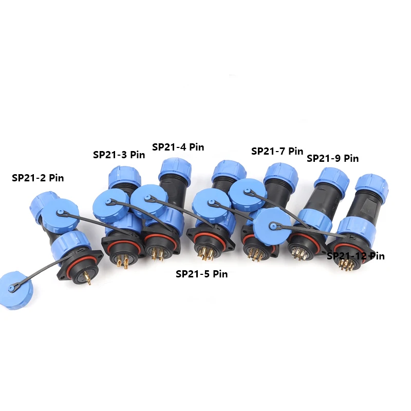 SP21 IP68 Flange Type Waterproof Aviation connector 2 3 4 5 7 9 12 Pin power cable connector Electric plug socket