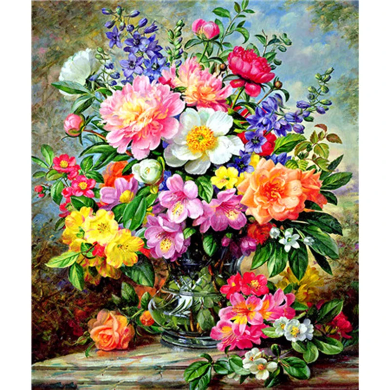 LZAIQIZG 5D DIY Full Square Diamond Painting Flower Bouquet Diamond Embroidery Rhinestone Picture Diamond Mosaic Gift DropShip