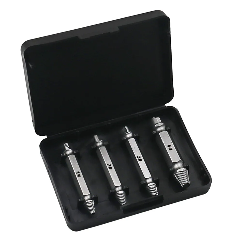 4pcs Damaged Screw Extractor Drill Bits Guide Set Broken Speed Out Easy out Bolt Stud Stripped Screw Remover Tool