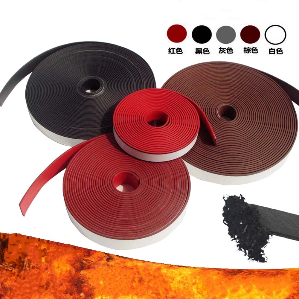 Self-adhesive Intumescent Strip Metal Wood Door Firepoof Sealing Fire Expansion Rate 3-5 Times 2mm Red Black Brown White Gray