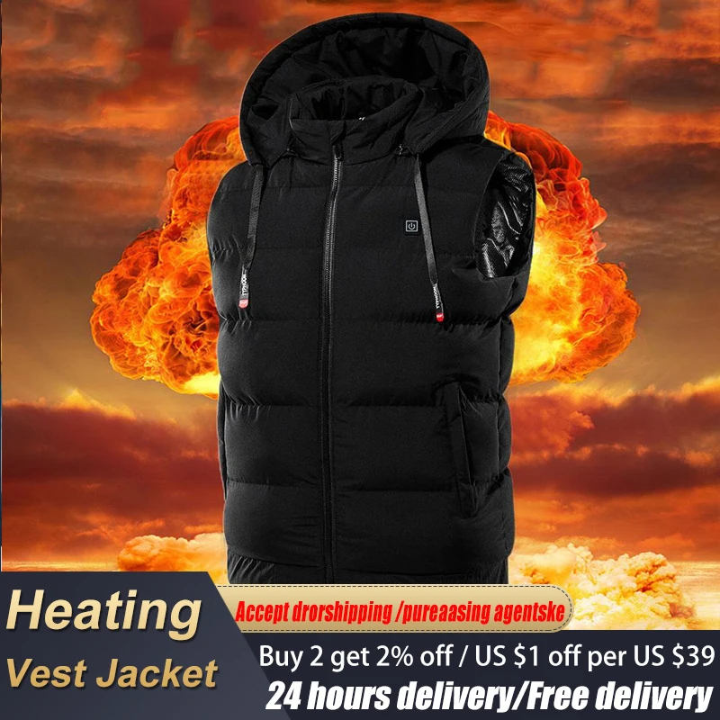 Outdoor USB Heating Vest Jacket Winter Flexible Electric Thermal Clothing Waistcoat Fishing Hiking Warm Clothes Men and Women