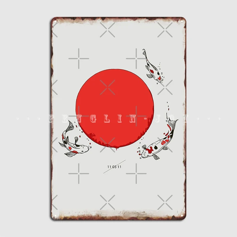 

Koi And Sun Metal Sign Club Living Room Printing Painting Décor Tin Sign Poster