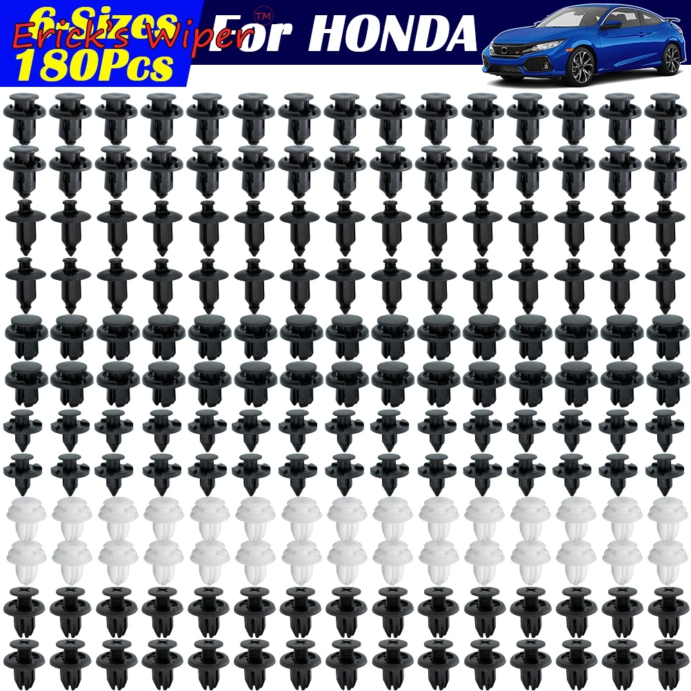 

Erick's Wiper 180x 6 Sizes Auto Fastener Car Body Push Pin Rivet Trim Clips Bumper Fender Retainer For Honda Civic Accord CR-V