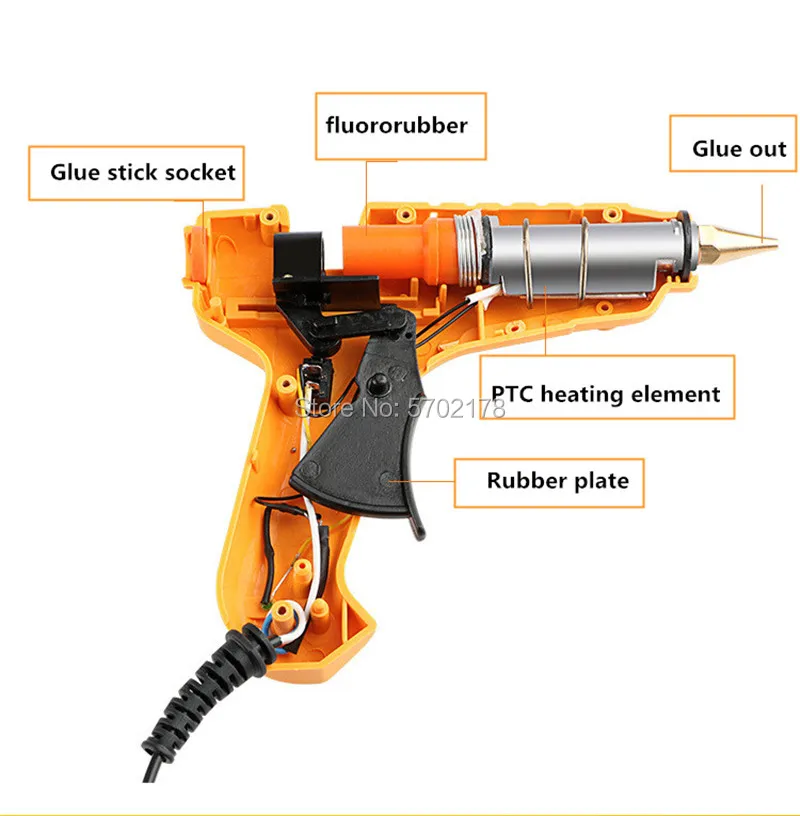 Pistola de cola quente para cobre autoadesiva, mini pistola de cola 80w com 10 cola, bastões de cola e ferramentas de reparo