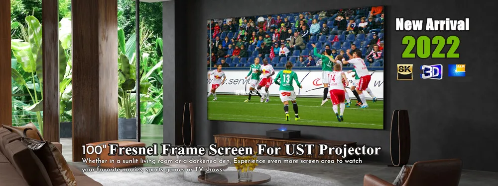 100 ''8K 3D ALR 96% Umgebungs Licht Verdunkelung Flexible Weiche Fresnel Flache Fixiert Wand Montage Für Kurze werfen Projektor – Detail 1