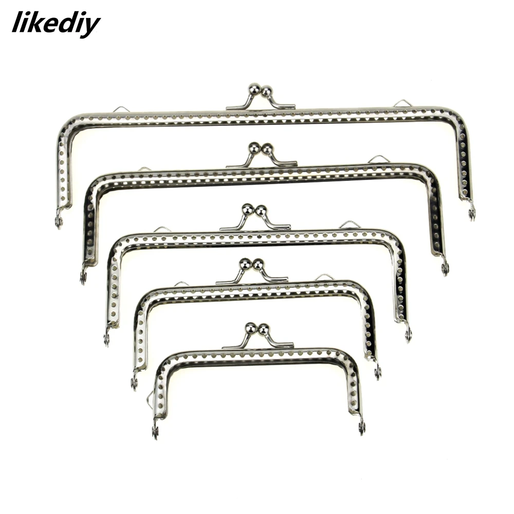 20 Pcs/Lot Glossy Silver Basic Metal Purse Frame Kiss Clasp Lock DIY Bag Accessories 8.5/10.5/12.5/15.5/18CM