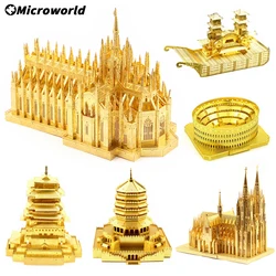 Microworld-rompecabezas de Metal 3D, juegos de edificios famosos, modelos DIY, rompecabezas de ensamblaje, regalos de Navidad, juguetes de escritorio para decoración del hogar