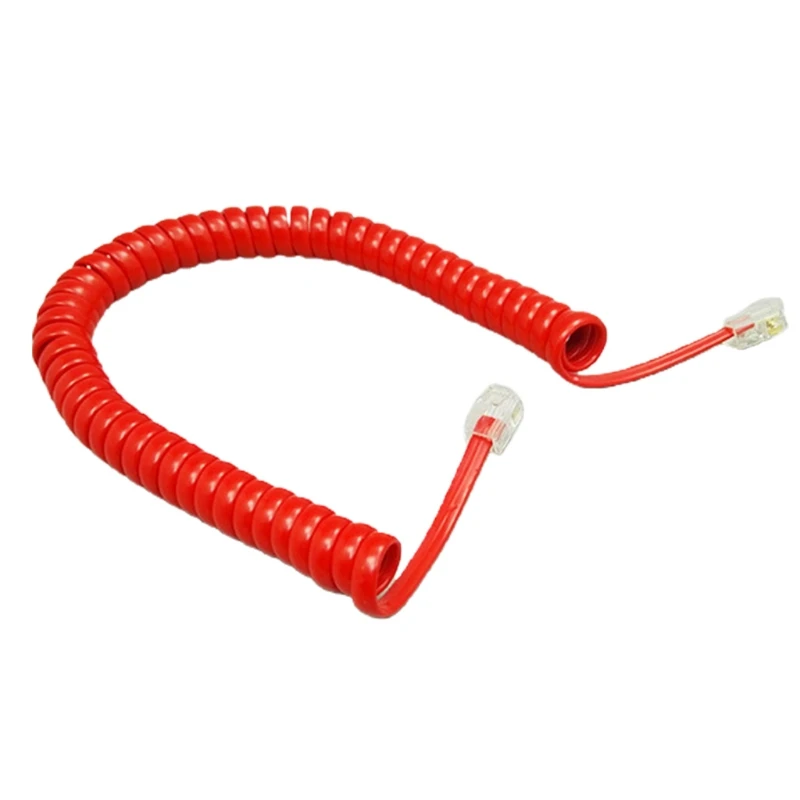 R91A RJ9 Coiled Telephone Wire 6FT Curved Telephone Landline Phone Handset Handle Line Cable 4P4C 6Ft/1.85m