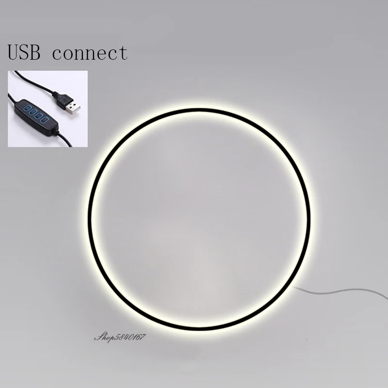 Imagem -02 - Moderno Minimalista Led Anéis Lâmpada de Parede Usb Sala Fundo Iluminação Sconce Criativo ao Lado Luz da Parede Quarto Luminária