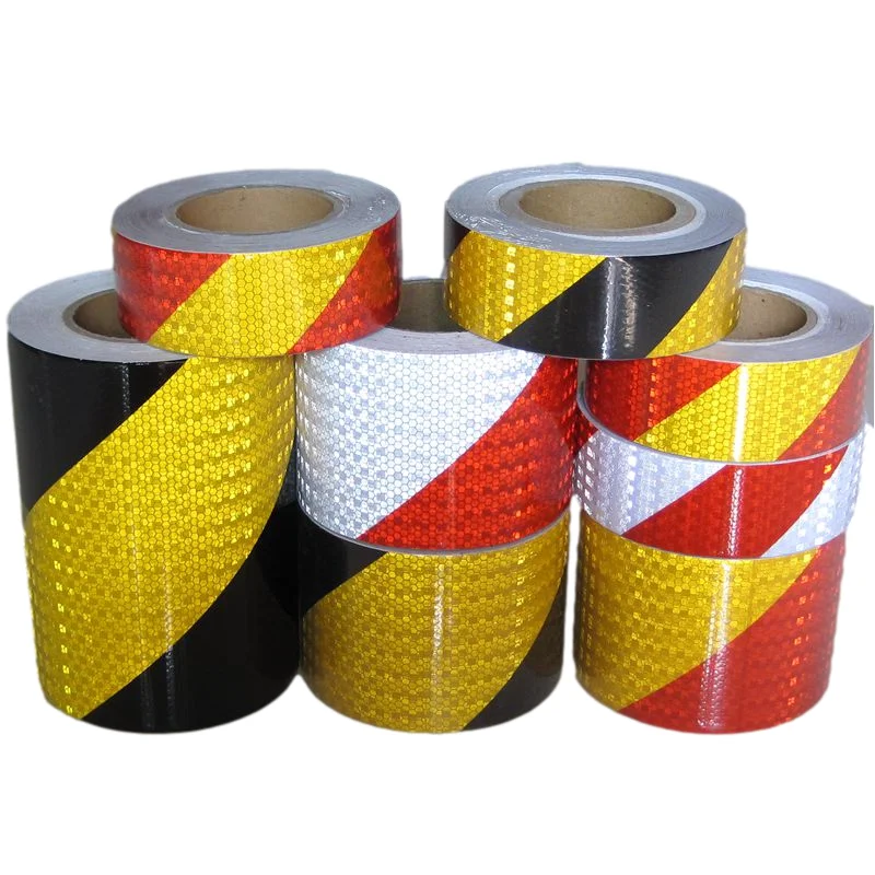 

15CM / 20CM Double Color Twill Reflective Strip Sticker Anti Collision Warning Tape For Truck Traffic Garage Floor Self-adhesive