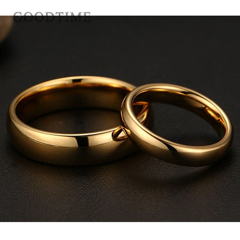 Fashion Tungsten Carbide Ring Gold Color Wedding Band For Couple Lover Party Jewelry Engagement  Anniversary Gift For Men Women