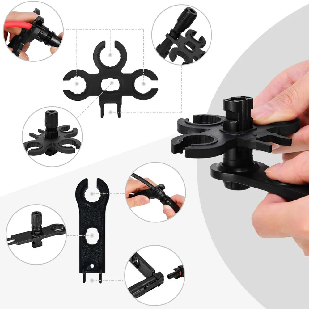 WOZOBUY Solar Crimping Tool Kit With PV Connector Terminals Wrench and Wire Stripper for 2.5-6.0mm²/AWG14-10 Panel PV Cable