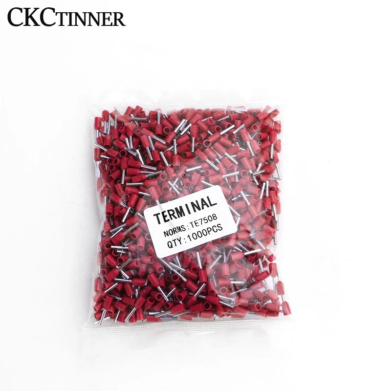 1000pcs/lot Insulated Ferrules Terminal Block Cord End Wire Connector Electrical Crimp Terminator Wire For 6mm E0508 E2508 E6012