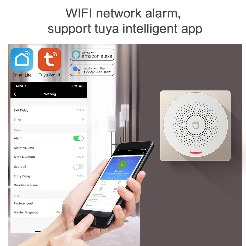 Tuya Smart Home Security Alarm System Hub Kit ,Host with sound function, support Google and Alexa Door/ PIR Sensor Smar Life App