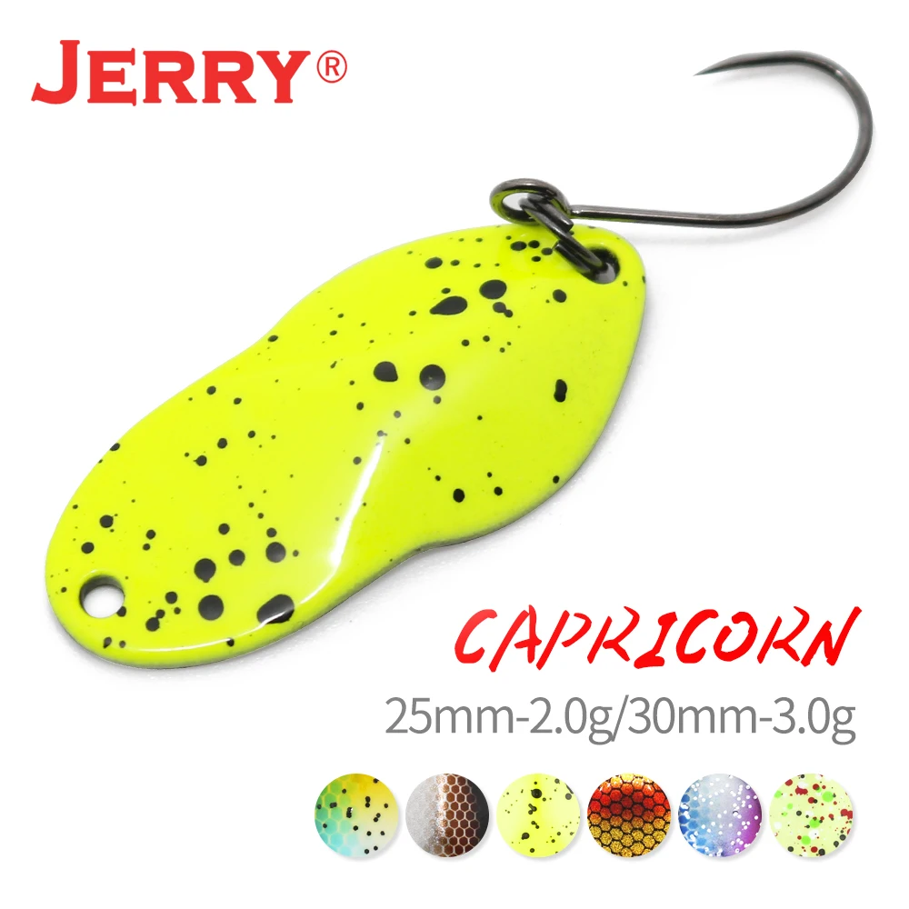 

Jerry Capricorn Brass Ultralight Trout Spinner Lures 2g/3g Micro Freshwater Fishing Spoon UV Colors Vibration Bait