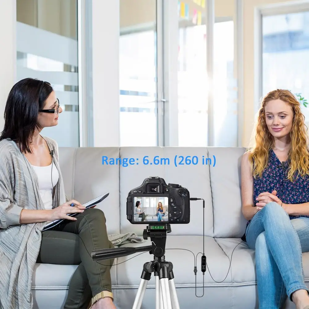 KIMAFUN Dual Lavalier Microphone HandsFree Clip-on Lapel Microphone Mini Collar Condenser Mic for Camera DSLR Phone PC Laptop