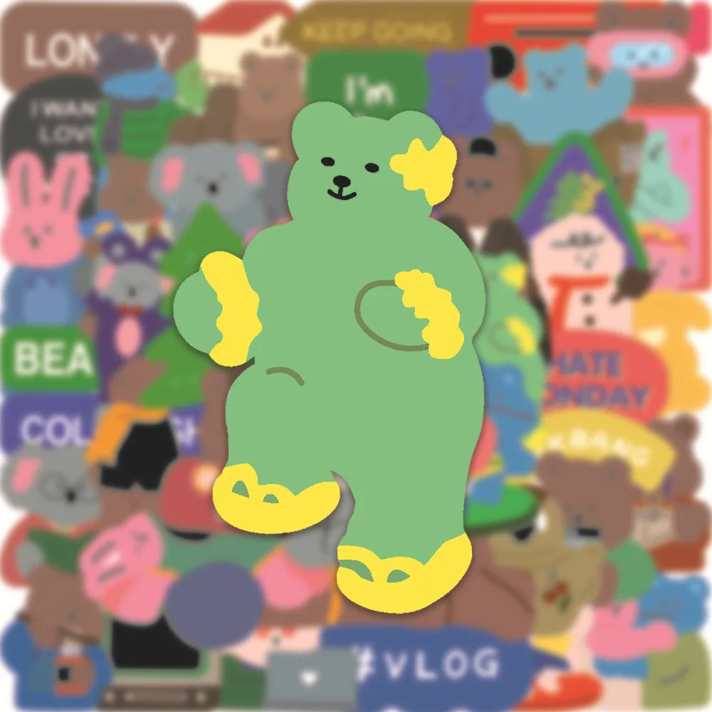 10/30/50pcs Korean Cartoon Ins Wind Love Bear Graffiti Stickers Travel Laptop Diy Car Bike Decal Decor Manga Animal Stickers