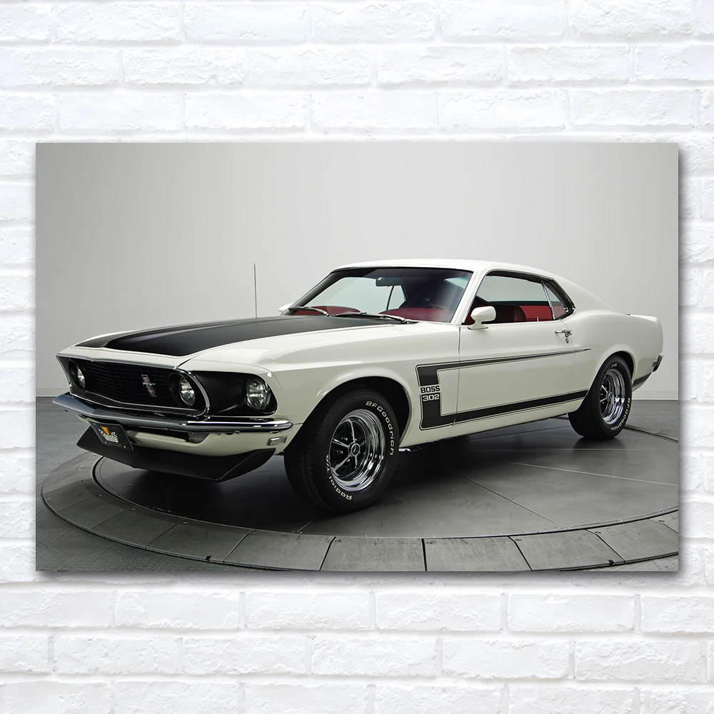 1969 Mustang Boss 302 Classic Muscle Car Posters Prints Wall Art DIY Framed Canvas Paintings For Home Decor