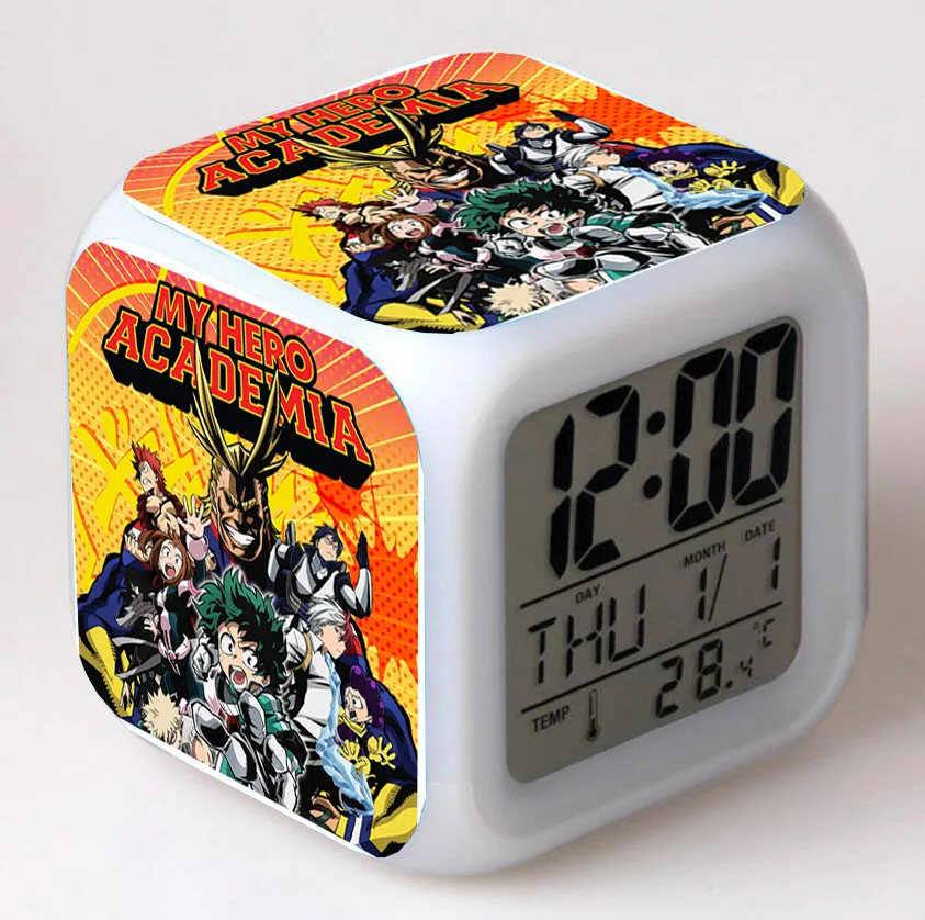 Anime My Hero Academia  Cartoon LED 7 Color Flash Digital Alarm Clocks Night Light Bedroom Desk Clock despertador Alarm-Clock