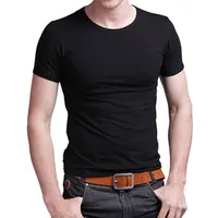 2025 Camiseta elástica con cuello en V para hombre, camiseta de manga corta de Color sólido para hombre, camisetas, medias de poliéster para hombre, camiseta ajustada para hombre