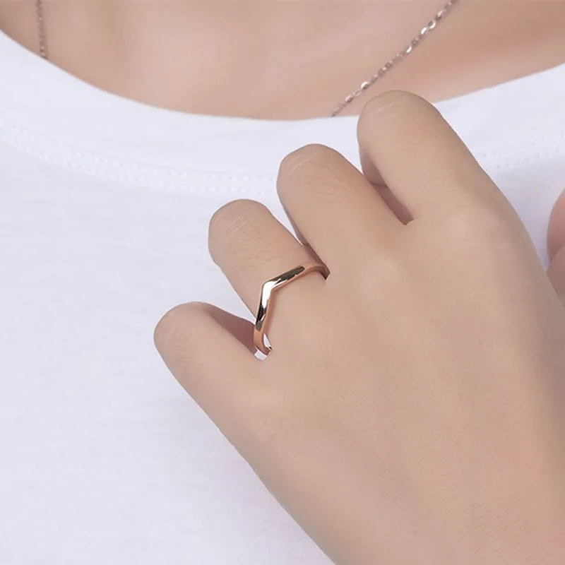 2mm Thin V Shape Stackable Ring Stainless Steel Plain Polished Band for Women Girl Size 5-10