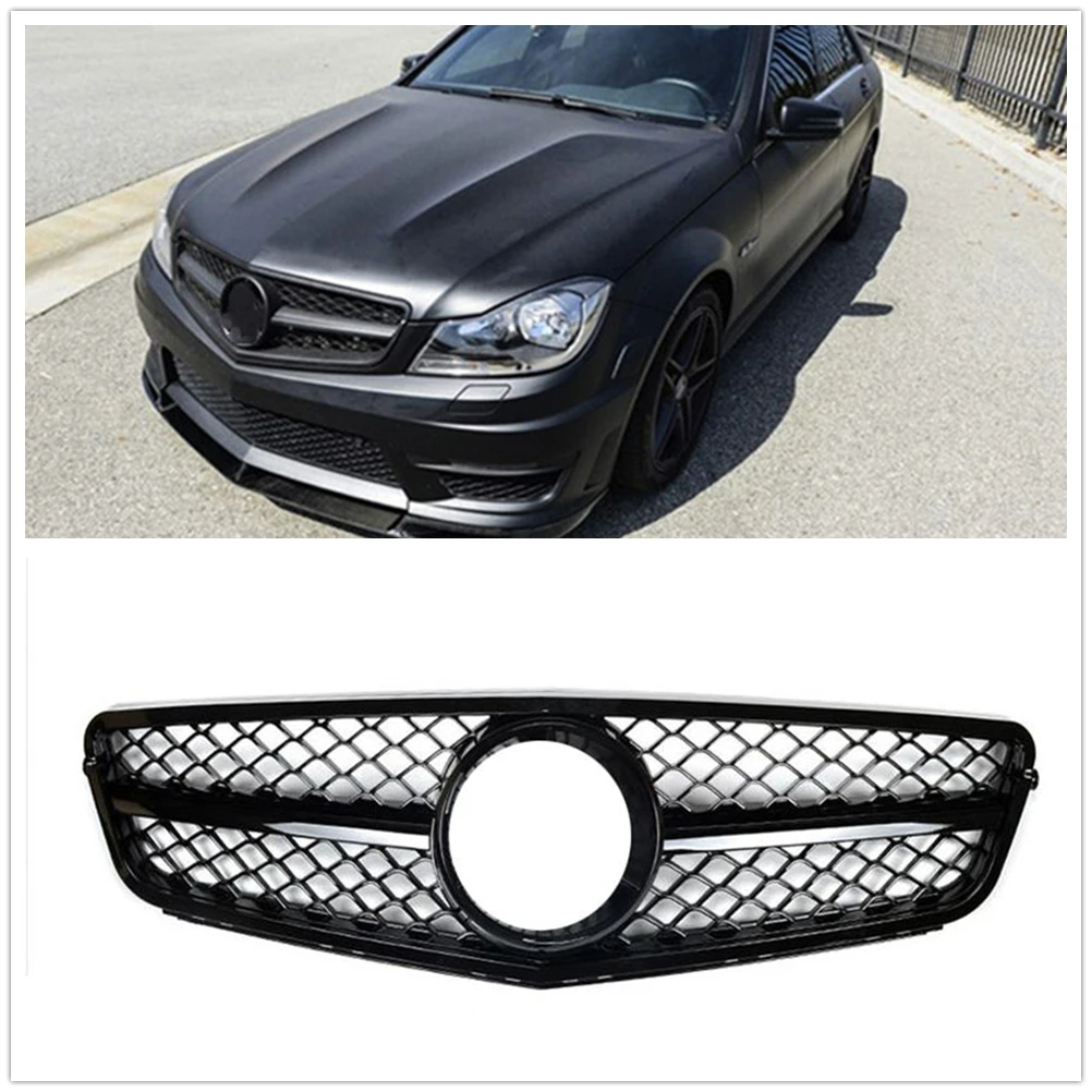 

Front Grille Grill For Mercedes Benz W204 C Class 2008-2014 C180 C200 C250 C300 C43 AMG Style Black Upper Bumper Hood Mesh Grid