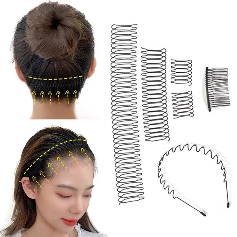 Professional Korean Invisible Broken Hairpin Adult Tiara Tool Roll Curve Needle Invisible Bangs Comb Styling Hair Accessory