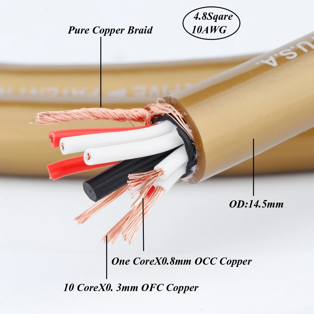Cardas-cable de altavoz Hexlink serie Golden Five 5-C 8Core OCC Copper, cable de altavoz DIY, cable de audio a granel