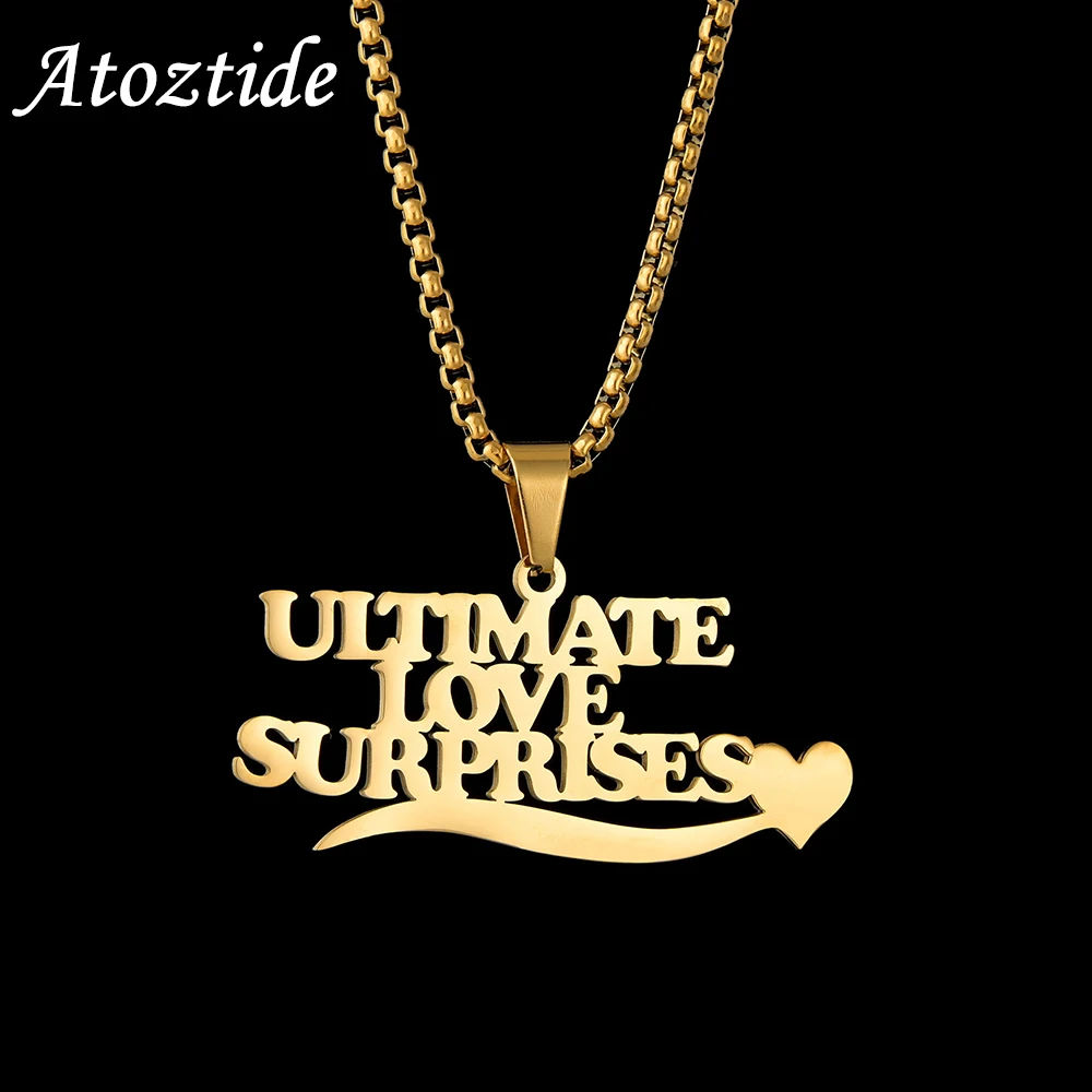 

Atoztide Customized 1-4 Names Necklace Pendant Gold Color Stainless Steel Heart Thick Chain Jewelry for Men Christmas Gifts