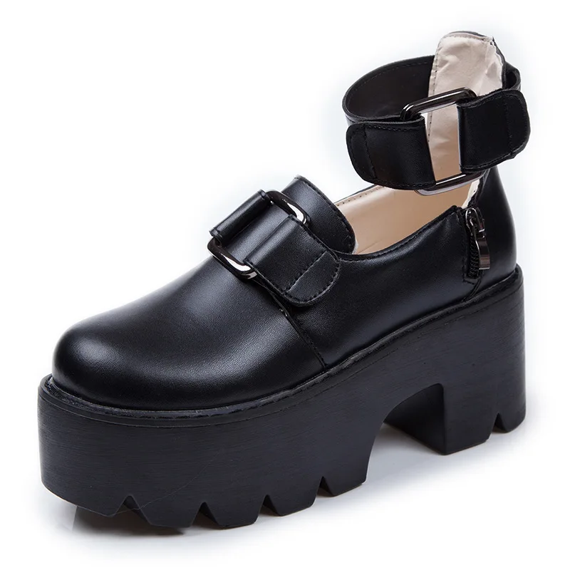 Leather Thick Soled Shoes Women's Spring and Autumn 2021 Designer Black Fashion Lolita Women's Flat Shoes Women's Harajuku Shoes