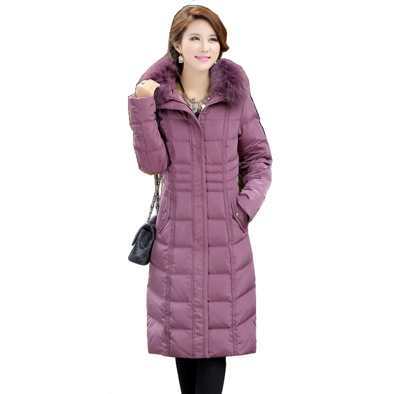 Women\'s Down Jacket Winter Warm Coat Big Plus Size White Duck Down Jackets Long Parkas For Mother Clothing Outwear Free Shipping