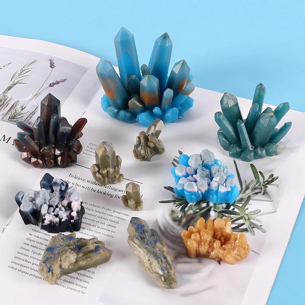 Crystal Cluster Stone Ornaments Frosted Decorative Silicone Mold DIY Crystal Epoxy Resin Mold