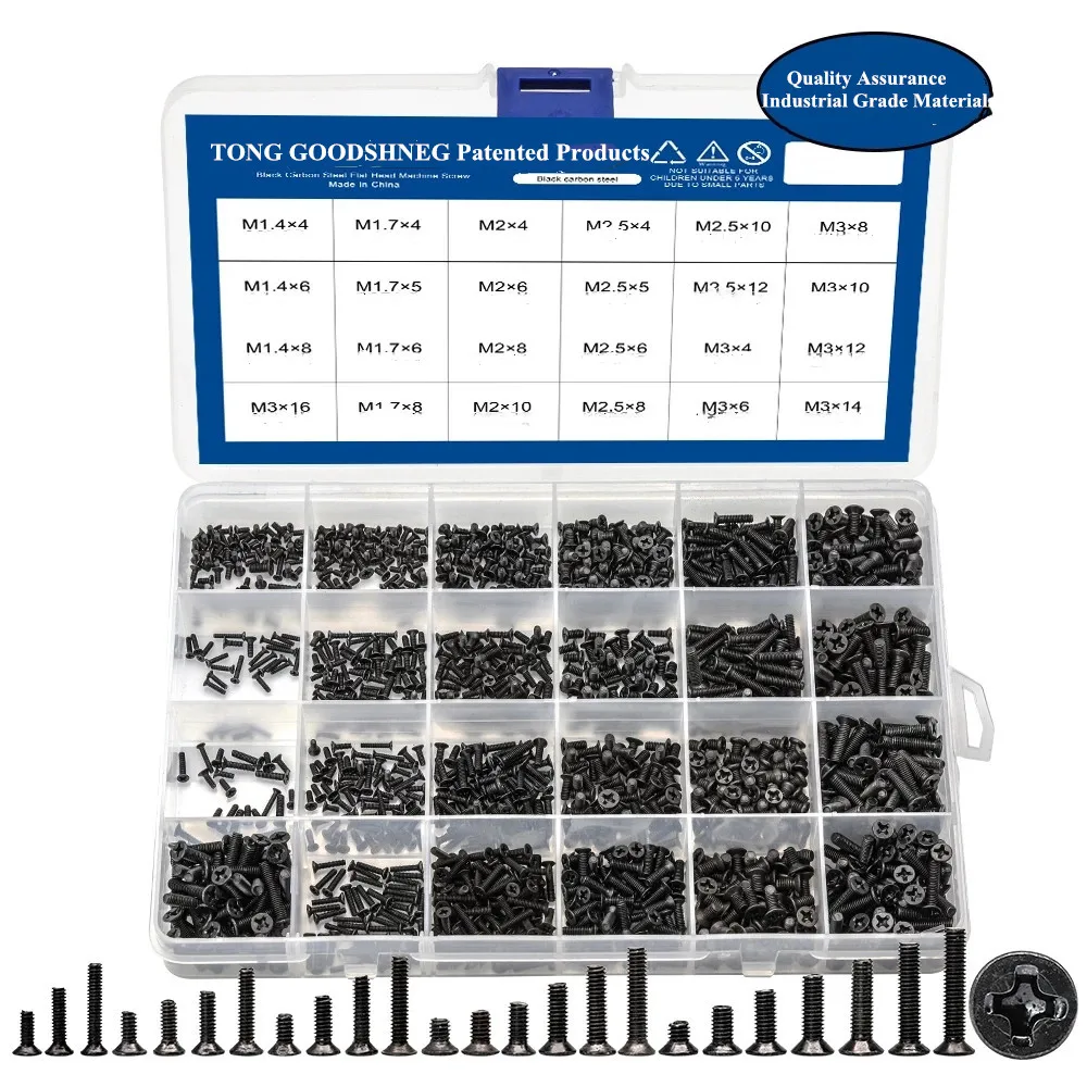 

Countersunk Flat Head Phillips Mini Screw Set M1.4 M1.7 M2 Countersunk Flat Head Phillips Mini Screw Set M1.4 M1.7 M2 M2.5 M3