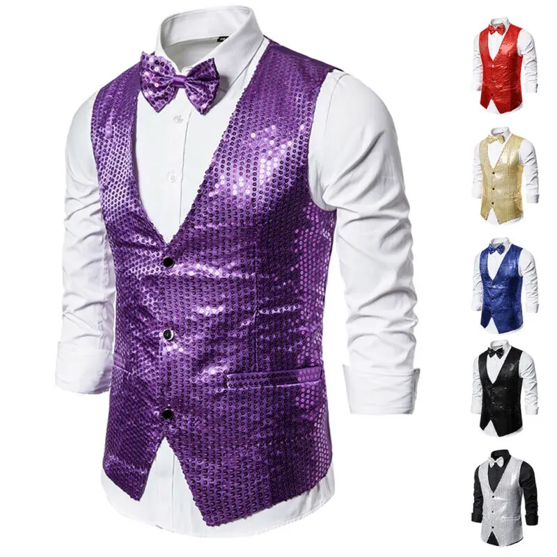 

2019 New Men's Stylish Coat Vest Men Formal Slim Fit One Business Button Suit Tops Size S-XXL
