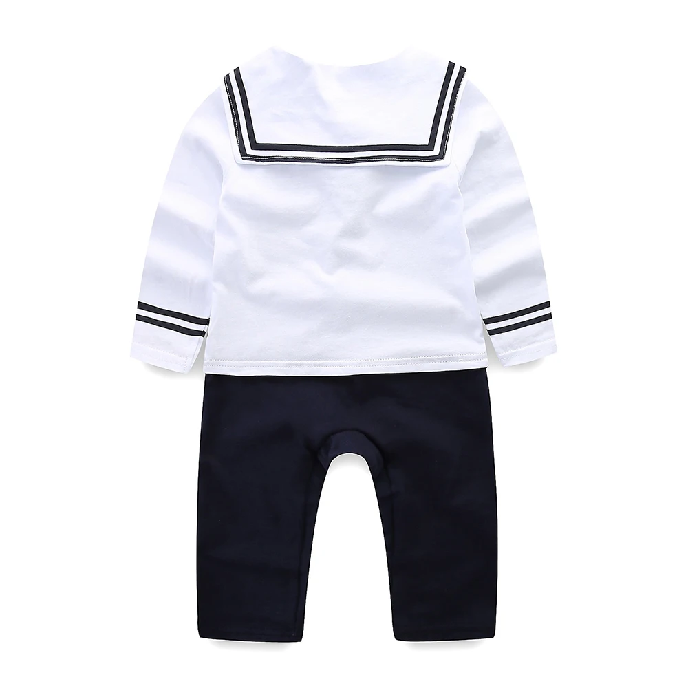 Mudkingdom Baby Boys Rompers Cotton Long Sleeve Sailor Style and Hat 2Pcs Jumpsuit for Kids Clothes Baby Clothing Fashion