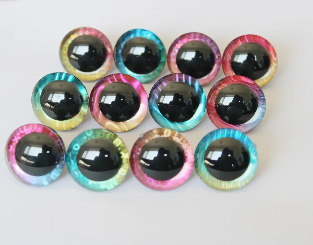 5 Paar Kreaturen-Puppenaugen, gemischte Farben, 12 mm bis 28 mm, rund, komisch glitzernde Spielzeugaugen mit Unterlegscheibe – HC10 – Detail 36